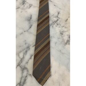 Elaan Narrow Neutral Tones Gray Brown Woven Striped Tie 2.75" Width